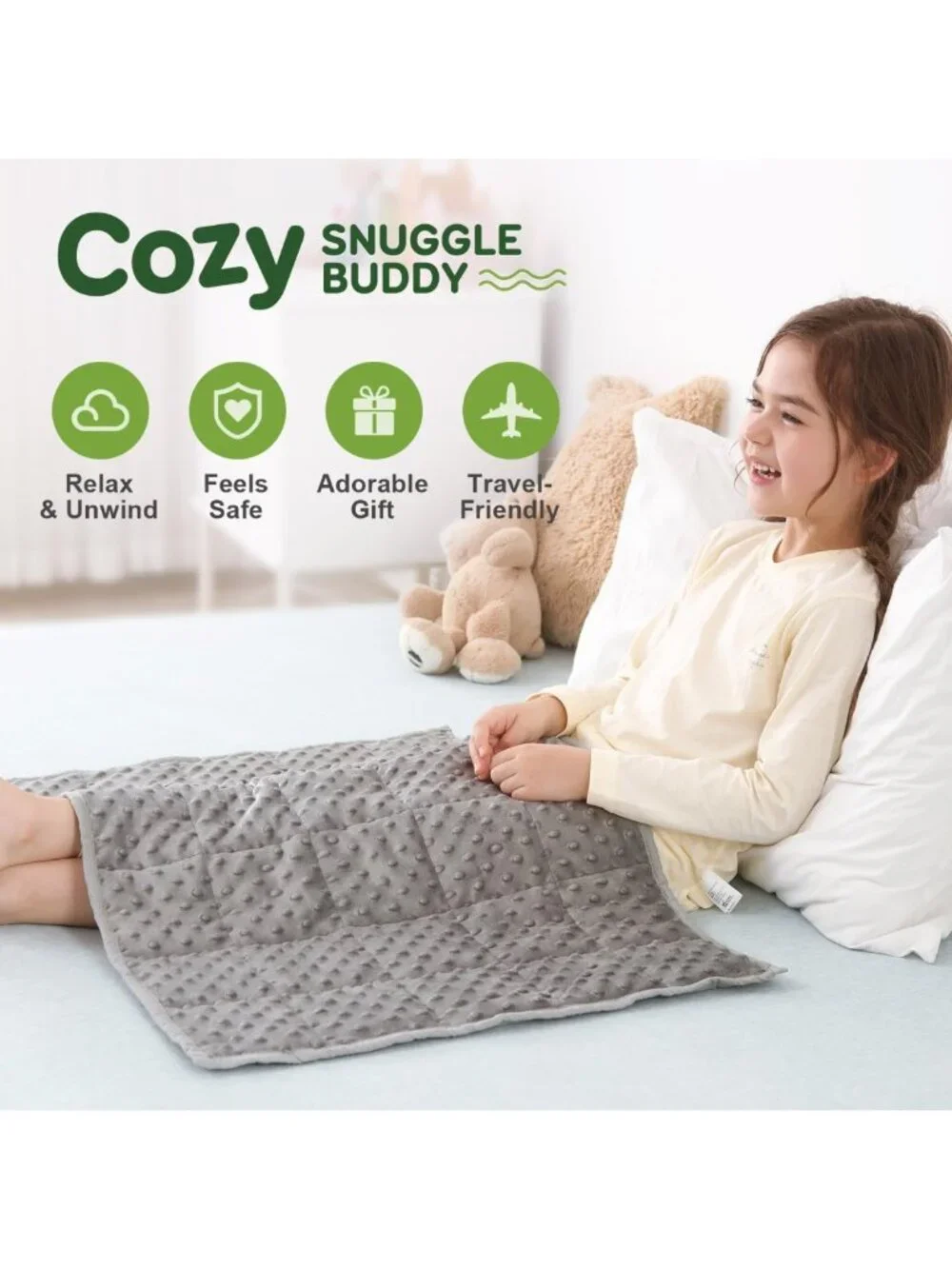 Cooling Weighted Lap Blanket 2lbs | Soft Minky, Breathable, 20x30in | Calm & Nap